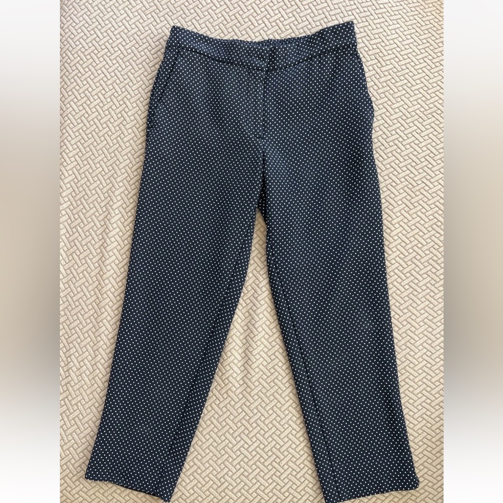 Ann Taylor Navy and White Polka Dot Ankle Pants